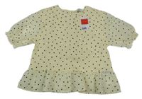 Nové - Smetanová lehká crop peplum puntíkatá halenka H&M