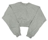 Šedá melírovaná crop oversize mikina H&M