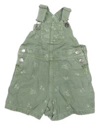 Světlezelené kytičkované riflové laclové kraťasy Denim 