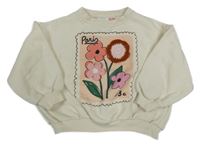 Smotanová oversize mikina s kvetmi ZARA