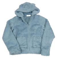Modrá kožušinová podšitá bunda s kapucňou H&M