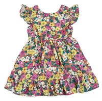 Farebné kvetované šaty s volánikmi SHEIN