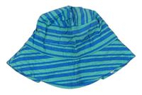 Modro-svetlotyrkysová ý pruhovaný plátenný klobúk TCM