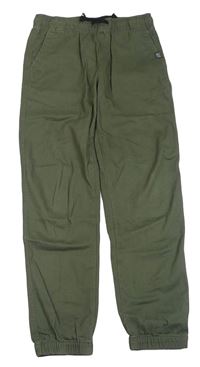 Khaki cuff plátěné kalhoty H&M