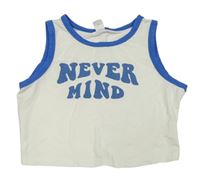 Bielo-modrý crop top s nápismi SHEIN