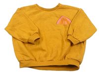 Medová melírovaná oversize mikina s duhami a dýněmi a nápismi zn. Matalan