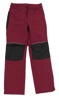 Vínovo-černé šusťákové outdoorové podšité kalhoty crane