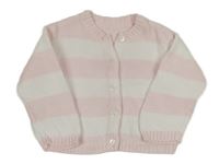 Svetloružová -biely pruhovaný prepínaci sveter Mothercare