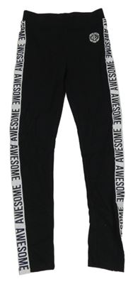 Čierne legíny s logom a bielým pruhom s nápismi Bejo