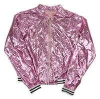 Růžový metalický crop bomber s pruhmi zn. iEFiEL