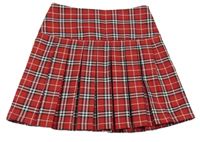 Červeno-čierno-biela kockovaná skladaná sukňa PRIMARK