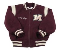 Tmavovínovo-světlepudrový flaušový podšitý bomber s písmenkom a pruhmi H&M