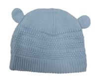 Svetlomodrá vzorovaná pletená čapica s uškami George