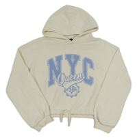 Smotanová crop mikina s písmenky a kapucňou C&A