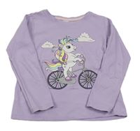 Světlefialové triko s jednorožcem a kolem dopodopo