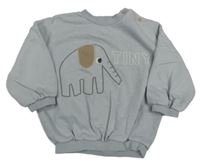 Sivá melírovaná oversize mikina so sloníkem a nápisom George