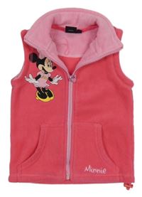 Ružová fleecová prepínaci vesta s Minnie Disney