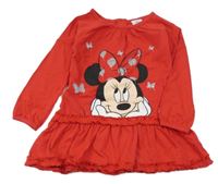 Červené šaty s Minnie a kanýrky St. Bernard