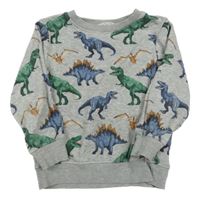 Sivá melírovaná mikina s dinosaurami H&M