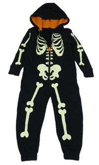 Čierna tepláková kombinéza s kostmi a kapucňou George