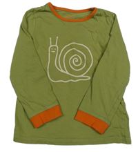 Kaki-oranžové pyžamové tričko so šnečkem TCM