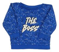 Cobaltovoě modrá skvrnitá mikina s nápismi St. Bernard