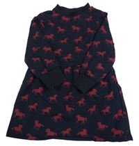 Tmavomodré teplákové šaty s koníky S. Oliver