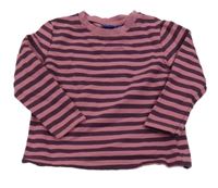 Tmavovínovo-staroružová pruhovaná tepláková mikina lupilu