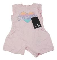 Nové - světlerůžový kraťasový overal se srdíčkem Converse