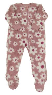 Starorůžová květovaná huňatá kombinéza St. Bernard