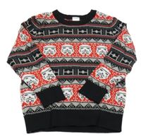 Černo-šedo-červený vzorovaný pletený svetr se Star Wars C&A
