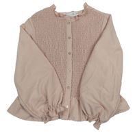 Pudrová crop blúzka so žabičkováním ZARA