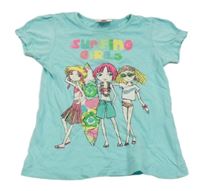 Belasé tričko s dievčatkom a nápismi Topolino