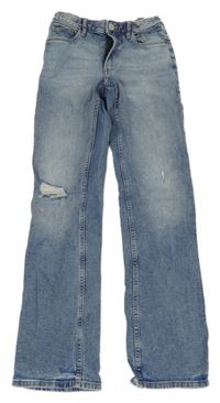Světlemodré šisované straight leg waist rifle s prošoupáním H&M