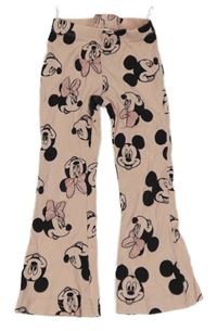 Světlerůžové žebrované flare kalhoty s Minnie a Mickey C&A