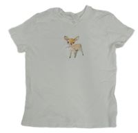 Bílé žebrované crop tričko se srnkou PRIMARK