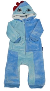 Modro-svetlomodrá plyšová kombinéza s kapucí - IGGLE PIGGLE