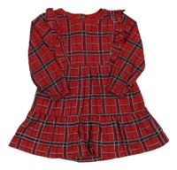 Červeno-tmavomodro-biele kockované šaty s volánikmi SOULCAL&CO