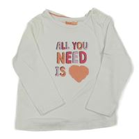 Bílé triko s nápisy a srdíčkem žn. lupilu