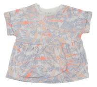 Světlemodro-růžové vzorované peplum tričko Nutmeg