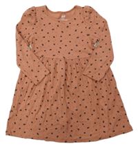 Kakaové bodkovaná é rebrované šaty s kvietkami H&M