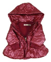 Vínová metalická prešívaná nepromokavá zateplená parka s odopínacíá kapucňou Baby bol