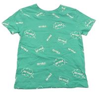 Zelené tričko s nápismi Primark