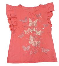 Ružové tričko s motýlikmi s kamienkami a volány Cherokee