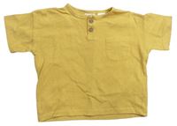Horčicové tričko s kapsičkou Zara