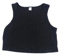 Čierny rebrovaný úpletový crop top Shein