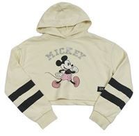 Krémová crop mikina s Mickeym a kapucňou C&A