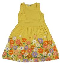 Horčicové bavlnené šaty s kvetinami H&M