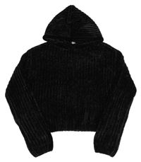 Čierny žinylkový crop sveter s kapucňou M&Co.