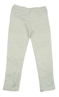Biele elastické plátenné skinny nohavice
